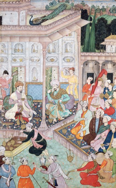 Ontmoeting tussen Babur en Bedi Az Zaman Mirza, 16e-17e eeuw door Indian School