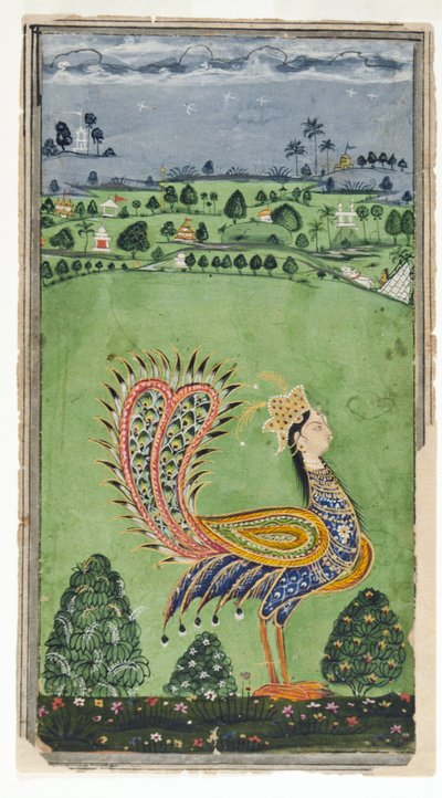Mythische pauw met een vrouwenhoofd, Hyderabad, ca. 1750 door Indian School