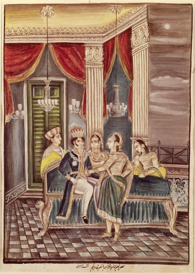 Nasir Ud-Din Haidar (1827-1873) koning van Oudh in zijn paleis, 1845 door Indian School