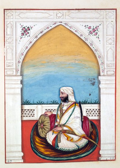 Nawab Imam-od-dun, uit Het Koninkrijk van Punjab, zijn Heersers en Hoofden, deel II, een volume van 30 aquarelstudies door een onbekende Indiase kunstenaar, ca. 1840 door Indian School