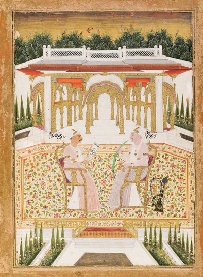 Nawab Mir Alam Bahadur en Raja Chandu Lal Bahadur, c.1800 door Indian School