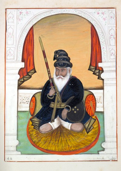 Nutta Singh Akali, uit Het Koninkrijk van Punjab, zijn Heersers en Hoofden, deel II, een volume van 30 aquarelstudies door een onbekende Indiase kunstenaar, ca. 1840 door Indian School