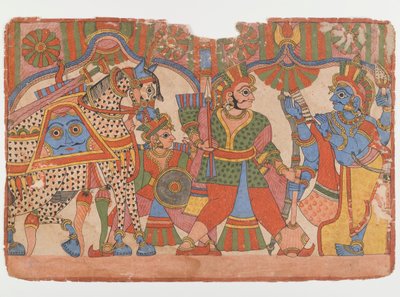 Pagina uit een Mahabharata-serie door Indian School