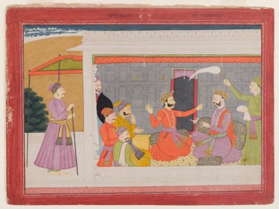 Pagina uit een Rukmini Haran-serie door Indian School