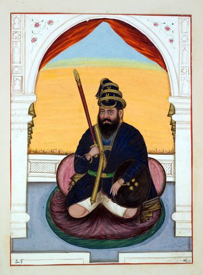 Phola Singh Nihang, uit Het Koninkrijk van Punjab, zijn Heersers en Hoofden, deel II, een volume van 30 aquarelstudies door een onbekende Indiase kunstenaar, ca. 1840 door Indian School
