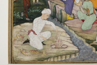 Picknicken tijdens een jacht (detail), c.1615 door Indian School