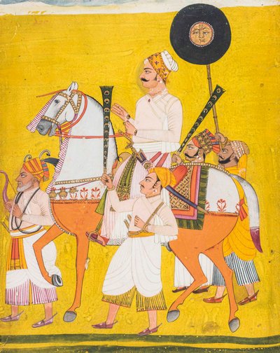 Portret van een man te paard, mogelijk Maharaja Jai Singh II door Indian School