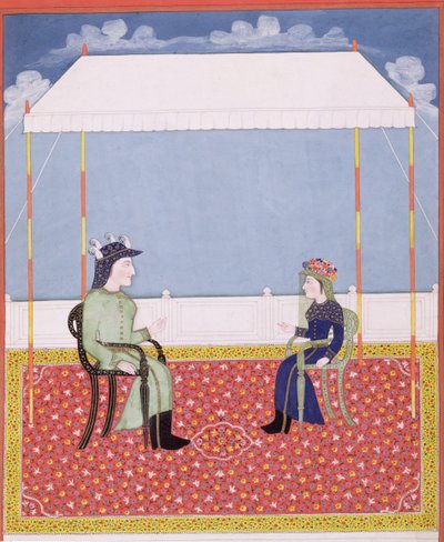 Portret van een Engels koloniaal echtpaar door Indian School