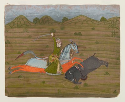 Prins op Wilde Zwijnenjacht (Miniatuurschilderij), 1765 door Indian School