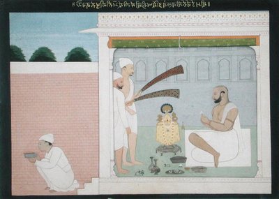 Rajah Bulwant Singh die Puja uitvoert, c.1750 door Indian School