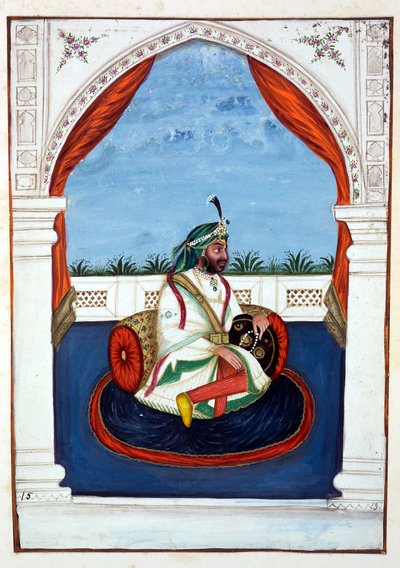 Rajah Lal Singh, uit Het Koninkrijk van Punjab, zijn Heersers en Hoofden, deel I, een deel van 27 aquarelstudies door een onbekende Indiase kunstenaar, ca. 1840 door Indian School