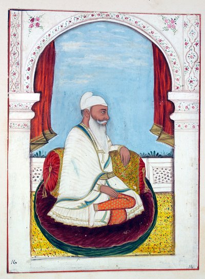 Rajah Lal Singh, uit Het Koninkrijk van Punjab, zijn Heersers en Hoofden, deel I, een deel van 27 aquarelstudies door een onbekende Indiase kunstenaar, ca. 1840 door Indian School