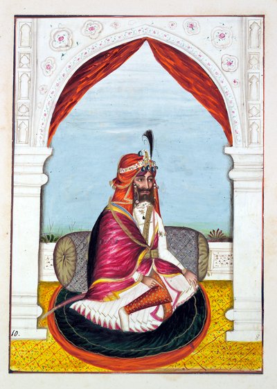 Rajah Suchet Singh, uit Het Koninkrijk van Punjab, zijn Heersers en Hoofden, deel I, een deel van 27 aquarelstudies door een onbekende Indiase kunstenaar, ca. 1840 door Indian School