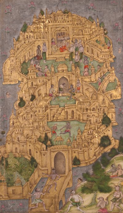 Ravanas gouden citadel in Lanka, c.1610 door Indian School
