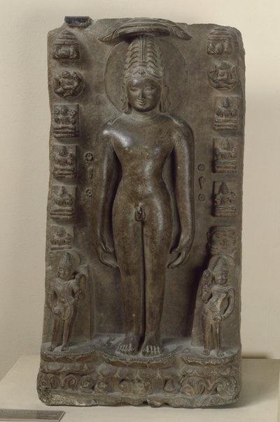 Reliëf dat Vrishabha, de eerste Tirthankara, uitbeeldt door Indian School