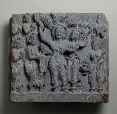 Reliëf dat de geboorte van Boeddha uitbeeldt, Gandhara, waarschijnlijk Sikri, 2e-3e eeuw door Indian School