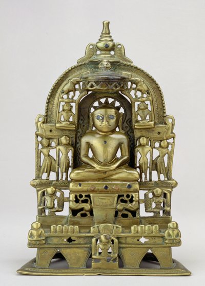 Zittend beeld van de Jain Tirthankara Kuntanatha, Vasantagarh, Zuid-Rajasthan, 1476 door Indian School