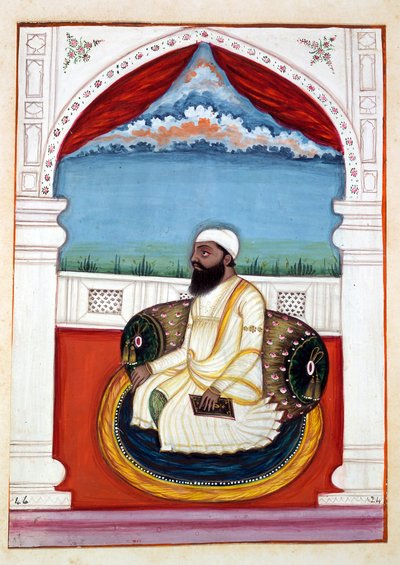 Sheikh Mohi-od-deen, uit Het Koninkrijk van Punjab, zijn Heersers en Hoofden, deel II, een volume van 30 aquarelstudies door een onbekende Indiase kunstenaar, ca. 1840 door Indian School