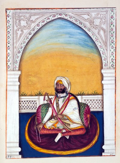 Sirdar Jowahir Singh, uit Het Koninkrijk van Punjab, zijn Heersers en Hoofden, deel II, een volume van 30 aquarelstudies door een onbekende Indiase kunstenaar, ca. 1840 door Indian School