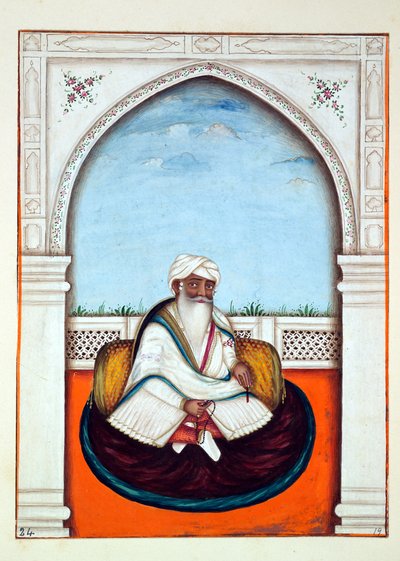 Sirdar Sham Singh, uit Het Koninkrijk van Punjab, zijn Heersers en Hoofden, deel I, een deel van 27 aquarelstudies door een onbekende Indiase kunstenaar, ca. 1840 door Indian School