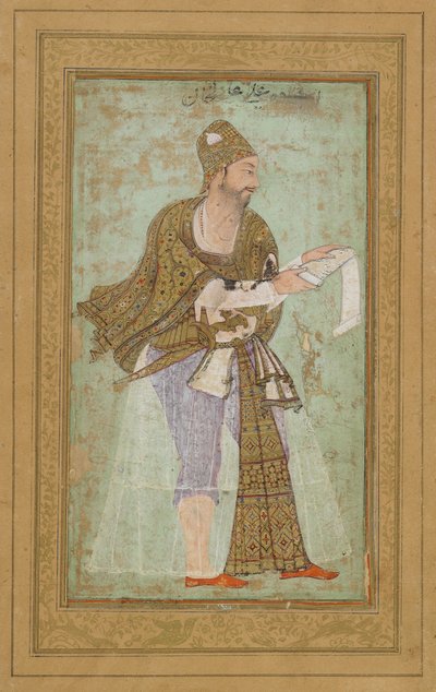 Sultan Ali Adilshah I van Bijapur, albumfolio met schilderij, ca. 1590 door Indian School