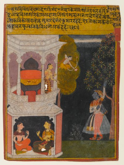 De Verwarde Nayika, Pagina uit een Rasikapriya Serie, ca. 1660-1690 door Indian School