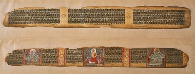 De Boeddha verdeelt honing, uit een Prajnaparamita manuscript, West-Bengalen door Indian School