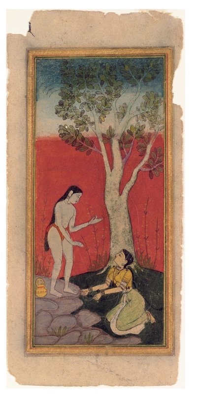 De hemelse nimf smeekt de wijze, c.1600 door Indian School
