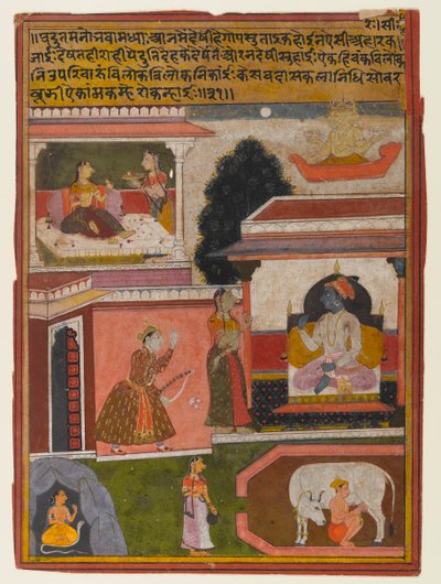 De Heldin Wiens Verlangens Duidelijk Zijn, Pagina uit een Rasikapriya Serie, ca. 1660-1690 door Indian School