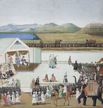 De Turkse sultan Bayazid gevangen voor Timur, c.1850 door Indian School