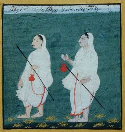 Twee Jain Asketen met Vervilte Haren (jati) Religieuze Bedelmonniken, Udaipur, ca.1810-20 door Indian School