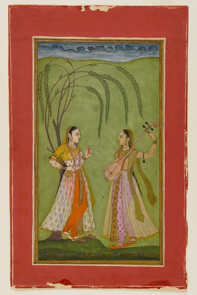 Twee dames in een landschap door Indian School