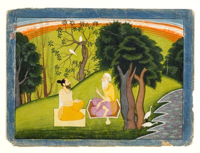 Twee wijzen in discussie in een landschap, c.1785 door Indian School