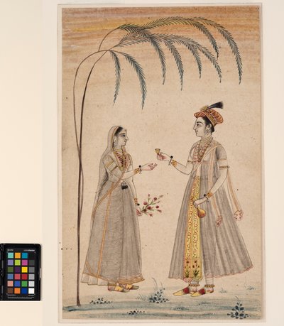 Twee vrouwen onder een boom, ca. 1750 door Indian School