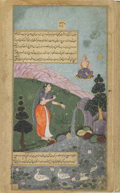 Indra en Surya zien Rksaraja, die was veranderd in een mooie vrouw, en verwekken Vali en Sugriva door Indian School