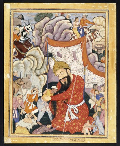 Zumurrud Shah zoekt toevlucht in de bergen, ca. 1570 door Indian School