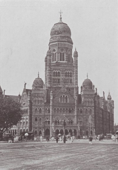 Bombay / Mumbai: Het gemeentekantoor (z/w foto) door Indian photographer