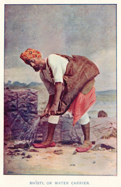 Indiase inboorlingen: Bhisti, of waterdrager door Indian photographer
