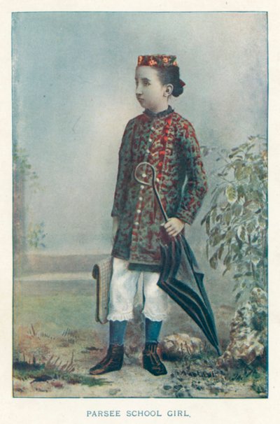 Indiase Inheemsen: Parsee Schoolmeisje (gekleurde foto) door Indian photographer