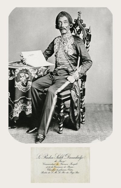 Portret van Raden Saleh en zijn visitekaartje, ca. 1850-70 door Indonesian School