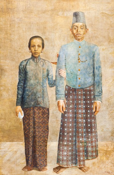 Portret van een Javaanse edelman en zijn vrouw, ca. 1837 door Indonesian School