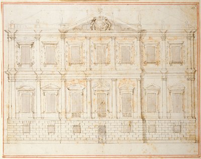 Verhoging van het voorlaatste ontwerp voor Banqueting House, Whitehall, ca. 1619 door Inigo Jones