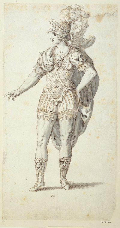 Eindontwerp voor Oberons jurk, ca. 1611 door Inigo Jones