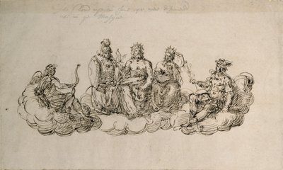 Jupiter met de senaat van de goden, ca. 1622 door Inigo Jones