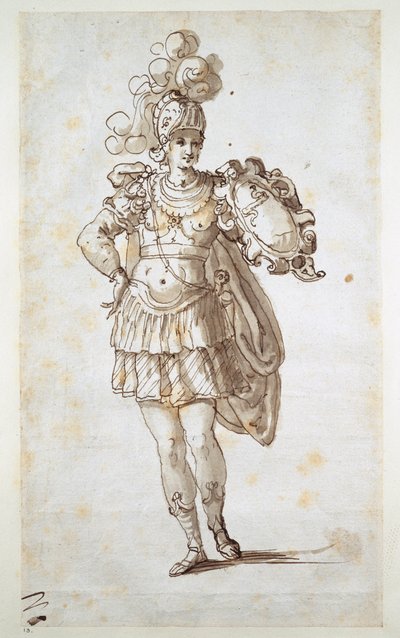 Ridder of schildknaap met een schild door Inigo Jones