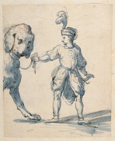 Poolse dwerg die een hond leidt door Inigo Jones
