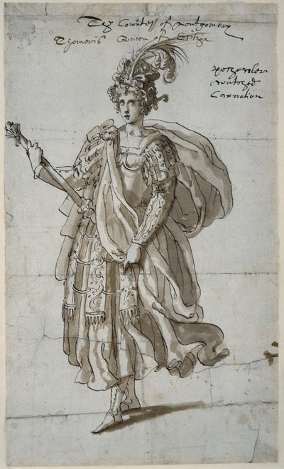 Koningin Tomyris van de Massagetai, ca. 1609 door Inigo Jones