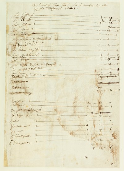 Het verslag van Inigo Jones voor werk gedaan bij de Lord Treasurer door Inigo Jones