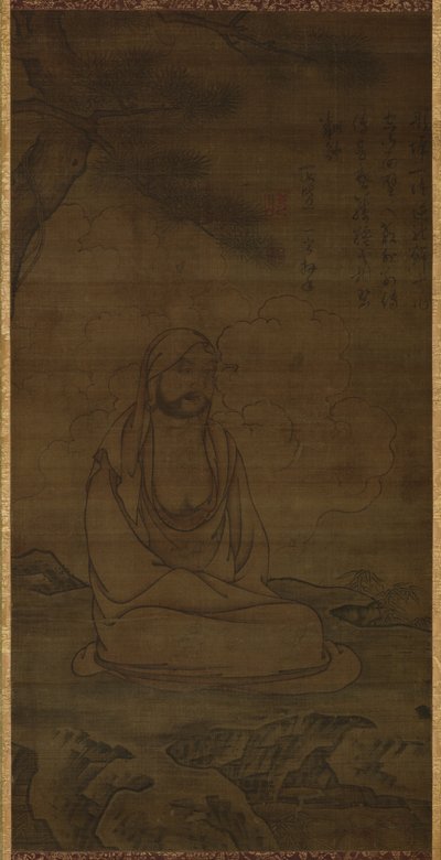 Bodhidarma onder dennenboom door Inscription by Issan Ichinei