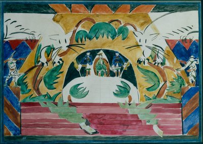 Toneelontwerp voor het toneelstuk Tsaar Maksemyan door A. Remizov, 1909 door Iosiph Solomonovich Shkolnik
